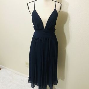 Lulu’s Love Me To The Moon Navy Pleated Dress